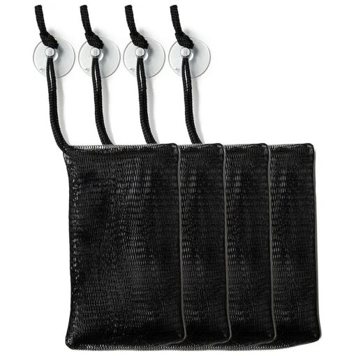 Pack of 4 Bamboo Charcoal Soap Saver Bags, Exfoliating Soap Bag, Soap Net for Bar Soap, Soap Mesh Bag with Drawstring