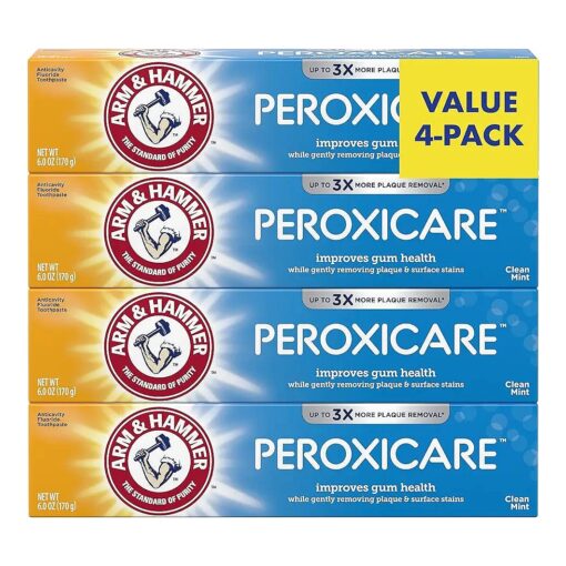 Arm & Hammer Peroxicare Toothpaste, Clean Mint Flavor, Improves Gum Health, 6.0oz ( 4-Pack )