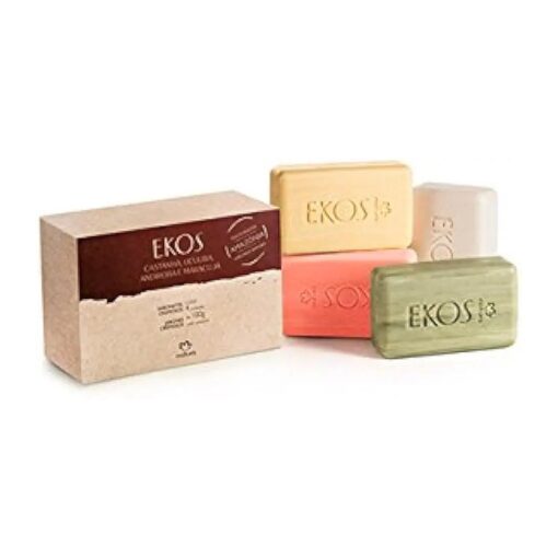 Linha Ekos Natura - Sabonetes em Barra Puro Vegetal Sortidos Cremosos ( Andiroba, Castanha, Maracuja e Ucuuba ) 4 x100 Gr - ( Assorted Creamy Pure Vegetable Bar Soaps : 4 x Net 3.5 Oz ) ...