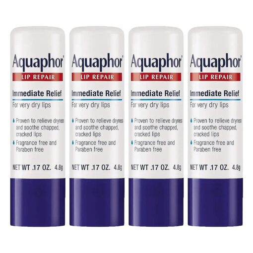 Aquaphor Lip Repair Stick - Soothes Dry Chapped Lips - 0.17 Ounce ( Pack of 4 )