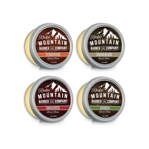 Beard Balm Variety Pack - 4 Beard Balm Samples ( 1 oz each ) Made with Natural Oils, Butters & Rich in Vitamins & Minerals - Argan Oil, Shea Butter, Coconut Oil, & Jojoba Oil