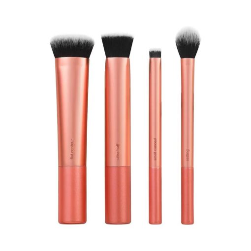 Real Techniques 4 Piece Face Base Makeup Brush Set, For Concealer, Foundation, Contour, & Setting Powder, Makeup Brushes For Blending & Buffing, & Sculpting, Travel Friendly, Gift Set, Cruelty-Free