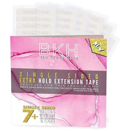 Single Sided Tape for Hair Extensions by Big Kizzy ( 72 tabs ) - Extra Hold - Easy Install & Removal Replacement Tape for Thin, Fine Hair, 4cm x .8cm Tape for Extensions, Professional Extension Tape