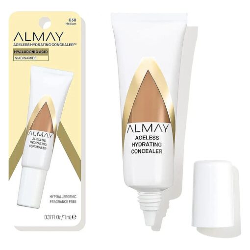 Almay Anti-Aging Concealer, Face Makeup with Hyaluronic Acid, Niacinamide, Vitamin C & E, Hypoallergenic-Fragrance Free, 030 Medium, 0.37 Fl Oz