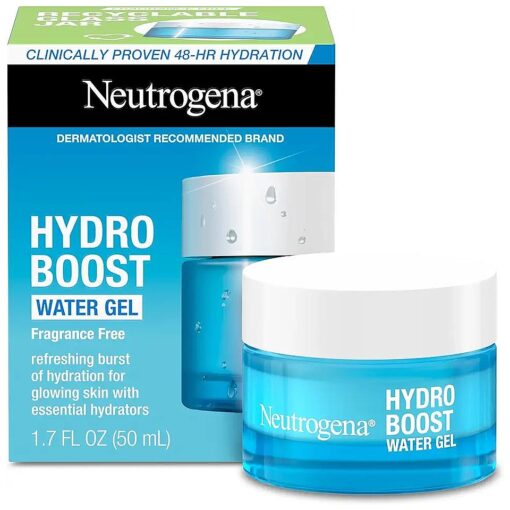 Neutrogena Hydro Boost Fragrance Free Face Moisturizer with Hyaluronic Acid for Dry Skin, Water Gel Moisturizer For a Refreshing Burst of Hydration & Glowing Skin, Non-Comedogenic, 1.7 oz