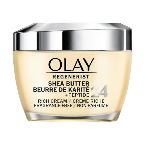 Olay Regenerist Shea Butter + Peptide 24 Rich Cream Face Moisturizer, Fragrance Free, 1.7 oz ( 48g )