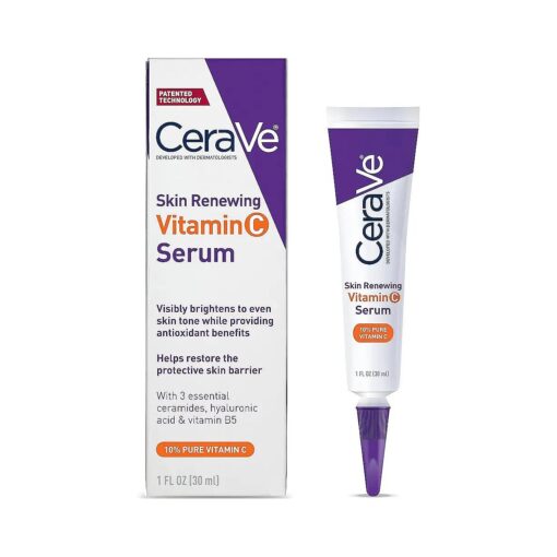 CeraVe Vitamin C Serum with Hyaluronic Acid | Skin Brightening Serum for Face with 10 % Pure Vitamin C | Fragrance Free | 1 Fl, Oz