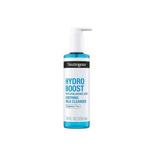 Neutrogena Hydro Boost Soothing Milk Facial Cleanser with Hyaluronic Acid, Hydrating Face Wash Gently Lifts Dirt & Oil Leaving Soft Soothed Skin, Hypoallergenic, Fragrance-Free, 7.8 Fl, Oz