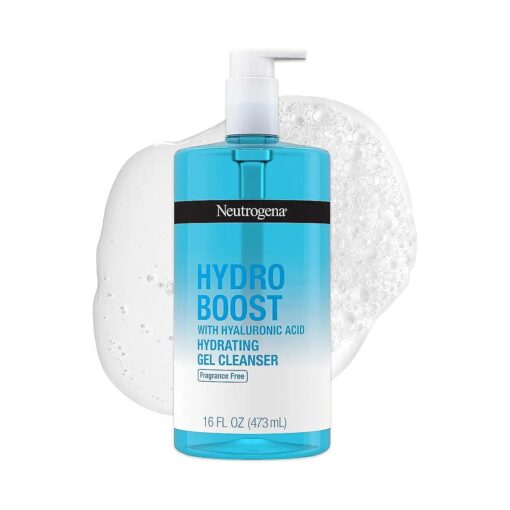 Neutrogena Hydro Boost Fragrance Free Hydrating Gel Facial Cleanser with Hyaluronic Acid, Daily Foaming Face Wash & Makeup Remover, Gentle Face Wash, Non-Comedogenic, 16 fl, oz