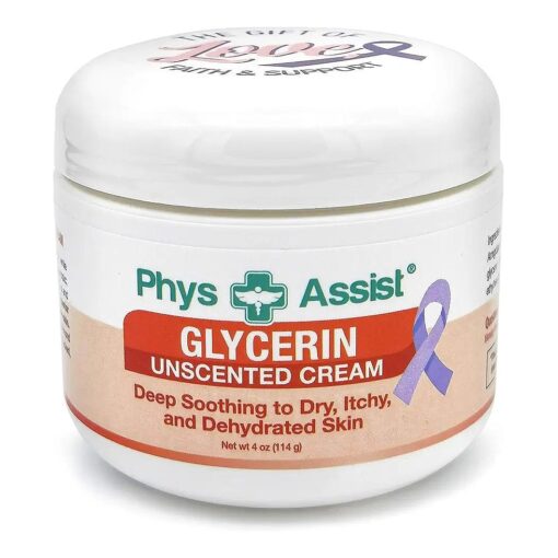 Oncology Glycerin Unscented Moisturizer Cream for Dry Stressed Skin, Designed for those with Fragrance Intolerances after Radiation and Chemo Treatments, 4 Oz jar .