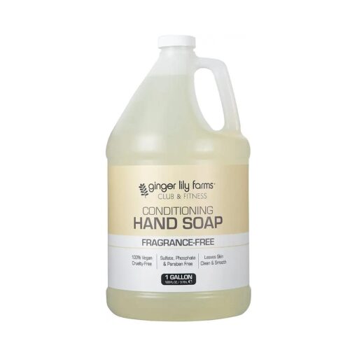 Ginger Lily Farms Club & Fitness Conditioning Liquid Hand Soap Refill, 100 % Vegan & Cruelty-Free, Fragrance Free, 1 Gallon ( 128 fl oz )