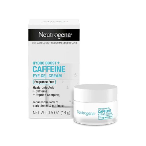 Neutrogena Hydro Boost + Eye Cream for Dark Circles & Puffiness, Under Eye Cream with Caffeine, Hyaluronic Acid and Peptides, Fragrance Free, 0.5 oz