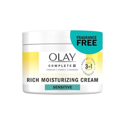 Olay Complete+ Rich Moisturizing Cream Fragrance-Free, 8.5 OZ, 3-in-1 Hydrating Face Cream for Dry Skin with Vitamin B3, Vitamin E, and Ceramides