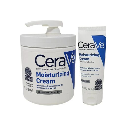 CeraVe Moisturizing Cream Bundle Pack - Contains 19 oz Tub with Pump and 1.89 Ounce Travel Size - Fragrance Free