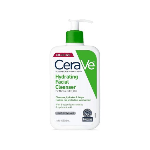 CeraVe Hydrating Facial Cleanser | Moisturizing Non-Foaming Face Wash with Hyaluronic Acid, Ceramides and Glycerin | Fragrance Free Paraben Free | 16 Fluid Ounce