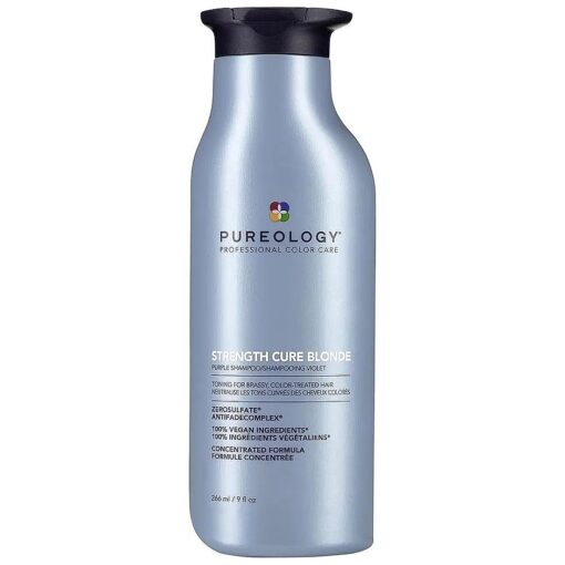 Pureology Strength Cure Blonde Purple Shampoo | For Blonde & Lightened Color-Treated | Tones & Fortifies Brassy Hair | Sulfate-Free | Vegan