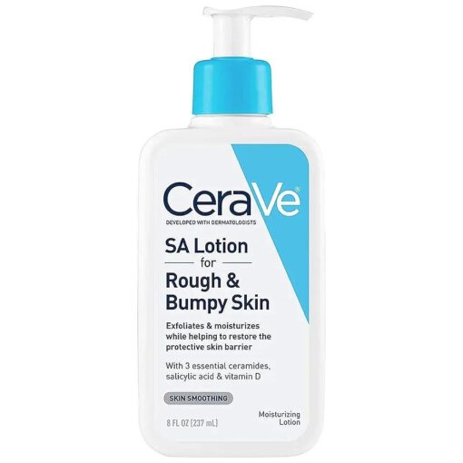 CeraVe SA Lotion for Rough & Bumpy Skin | Vitamin D, Hyaluronic Acid, Lactic Acid & Salicylic Acid Lotion | Fragrance Free & Allergy Tested | 8 Ounce