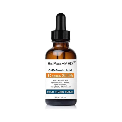 BioPureMED 25 % Vitamin CE+Ferulic Acid Serum for Face : Anti Wrinkle Serum with Tripeptide-5, Retinol 22, Hyaluronic Acid Best Organic Korean Skin Care Formula Vitamin C Serum/Face Moisturizer