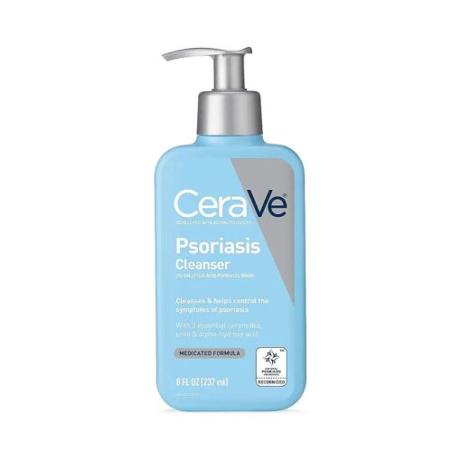 CeraVe Cleanser for Psoriasis Treatment | With Salicylic Acid for Dry Skin Itch Relief & Latic Acid for Exfoliation | Fragrance Free & Allergy Tested | 8 Ounce