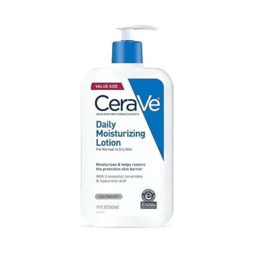 CeraVe Daily Moisturizing Lotion for Dry Skin | Body Lotion & Face Moisturizer with Hyaluronic Acid and Ceramides | Daily Moisturizer | Fragrance Free | Oil-Free | 19 Ounce