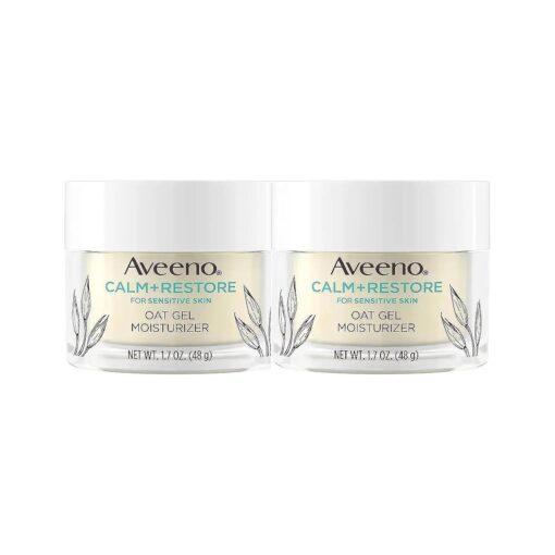 Aveeno Calm + Restore Oat Gel Facial Moisturizer for Sensitive Skin, Lightweight Gel Cream Face Moisturizer Prebiotic Oat and Feverfew, Hypoallergenic, Fragrance- and Paraben-Free ( 2 Pack )