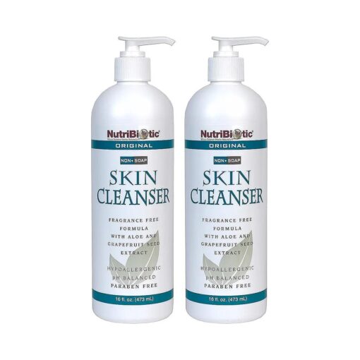 NutriBiotic Original Non-Soap Skin Cleanser, 16 Oz Twin Pack | Fragrance Free with GSE | pH Balanced, Hypoallergenic & Biodegradable | Free of Parabens, Fragrance, Phosphates, SLS, Dyes, & Colorings