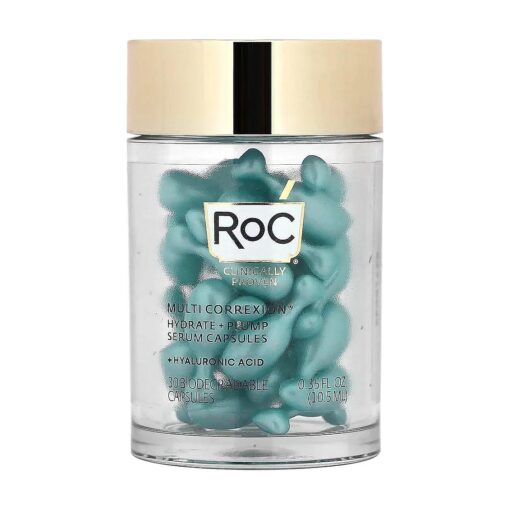 Multi Correxion, Hydrate + Plump, Night Serum Capsules, Fragrance-Free, 30 Biodegradable Capsules, RoC Y