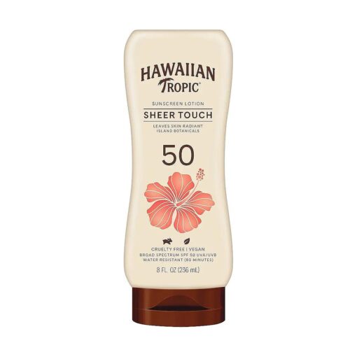 Hawaiian Tropic Sheer Touch Ultra Radiance Lotion Sunscreen SPF 50, 8oz | Hawaiian Tropic Sunscreen SPF 50, Sunblock, Broad Spectrum Sunscreen, Oxybenzone Free Sunscreen, Body Sunscreen, 8oz