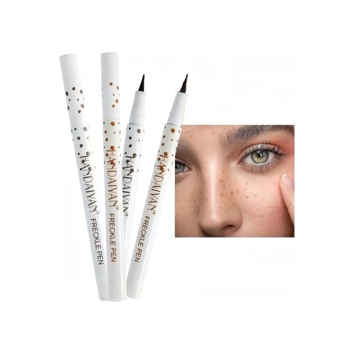 Freckle Pen 2 Colors, Natural Lifelike Freckle Makeup Pen Magic Freckle Color, Waterproof Longlasting Soft Dot Sopt Pen, for Natural Effortless Sunkissed Makeup-Chestnut & Dark Brown