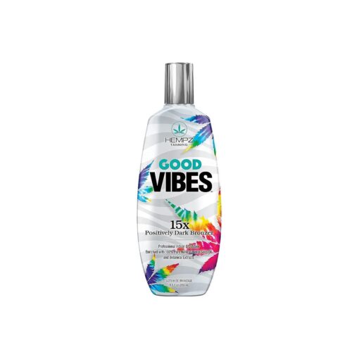 HEMPZ Good Vibes 15X Positively Dark Bronzer - Herbal Moisturizing Self Tanning Lotion for Tanning Beds, Beach, Sun 8.5 Fl OZ