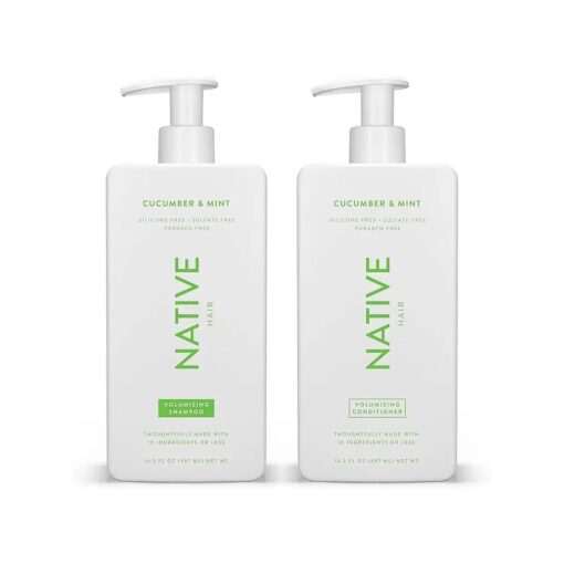 Native Shampoo and Conditioner Contain Naturally Derived Ingredients | All Hair Type Color & Treated From Fine to Dry Damaged, Sulfate & Dye Free - Cucumber & Mint, 16.5 fl oz each ( 2 pack )