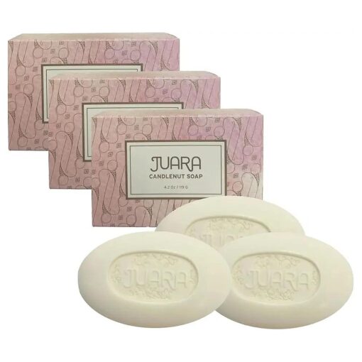 Juara - Candlenut Bar Soap | Lather on Hands, Body | Safely Cleanses | Gently Softens | Deeply Moisturizes | Pure Ingredients | Cruelty Free, Paraben & Sulfate Free | 4.2 oz ( 3 Bar Bundle )