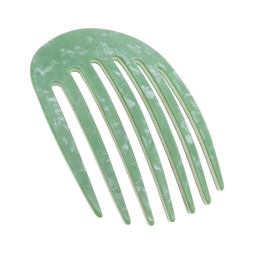 Camila Paris CP3410 French Hair Side Comb Small Rounded, Green, Handmade French Twist Hair Combs, Strong Hold Hair Clips for Women Bun Chignon, No Slip Styling Girls Hair Accessories Made in France