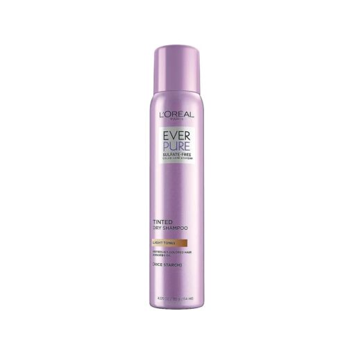 L'Oreal Paris EverPure Sulfate Free Tinted Dry Shampoo for Light Hair, for Blonde Hair, Absorbs Oil, Refreshes Colored Hair, with Rice Starch, Vegan Formula, Paraben Free, Gluten Free, 4 fl oz