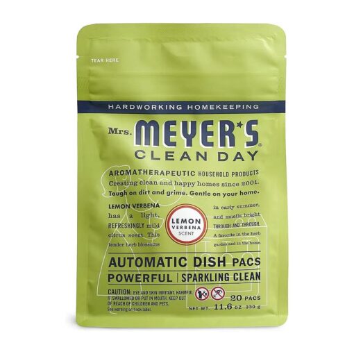 MRS. MEYER 'S CLEAN DAY Automatic Dishwasher Pods, Lemon Verbena, 20 Count