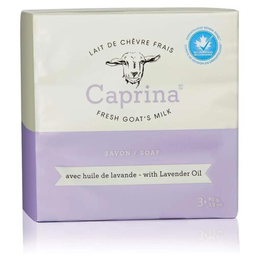 Caprina Fresh Goat 's Milk Bar Soap, Lavender Oil | Organic Goat Milk Hand & Body Soap Bars, Moisturizing, Biodegradable, All-Natural & Eco-Friendly | With Vitamins A, B2, and B3-3.2 oz, ( 3 Pack )