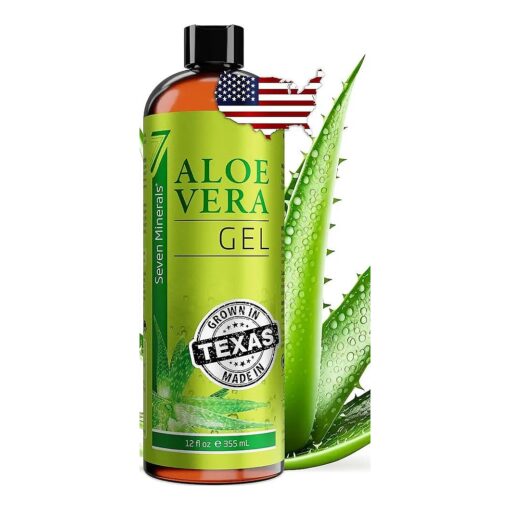 Organic Aloe Vera Gel from freshly cut 100 % Pure Aloe - Big 12oz - HighestQuality, Texas grown, Vegan, Unscented - For Face, Skin, Hair, Sunburn relief