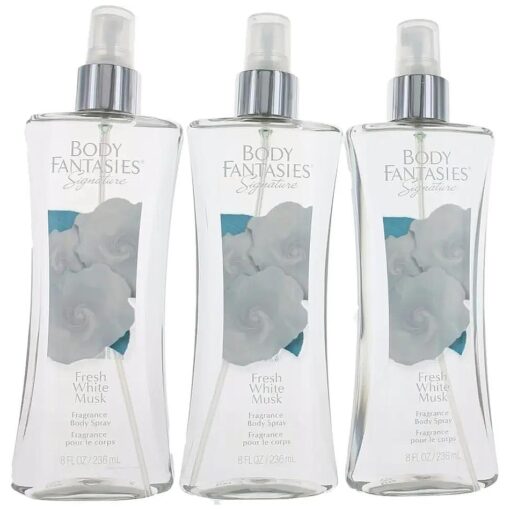 Fresh White Musk by Body Fantasies 3 Pack 8oz Fragrance Body Spray women