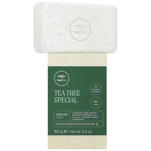 Tea Tree Body Bar Soap with Tea Tree + Parsley Flakes, Deep Cleans + Exfoliates, For All Skin Types