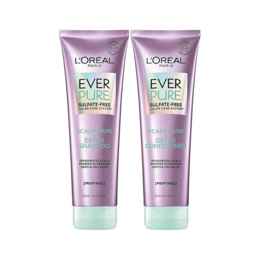 L'Oreal Paris EverPure Scalp Care + Detox Sulfate Free Shampoo & Conditioner, 8.5 Ounce ( Set of 2 )