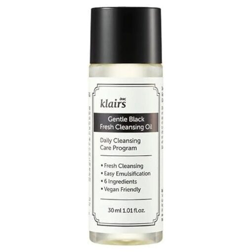 DearKlairs ] Gentle Black Fresh Cleansing Oil, a light and spreadable texture, only 6 ingredients ( 1.01 Fl Oz )