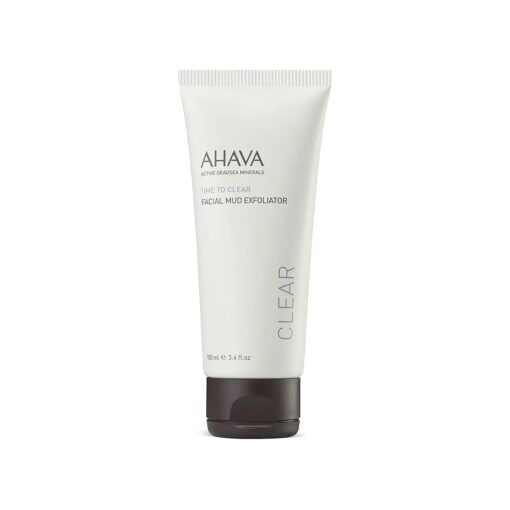 AHAVA Time To Clear Facial Mud Exfoliator - Gentle mud-based scrub to purify, exfoliate & fresh the skin, unveils radiant, boosts skincare absorption, with Osmoter, Vitamin E & Dead Sea Mud, 3.4 Fl.Oz