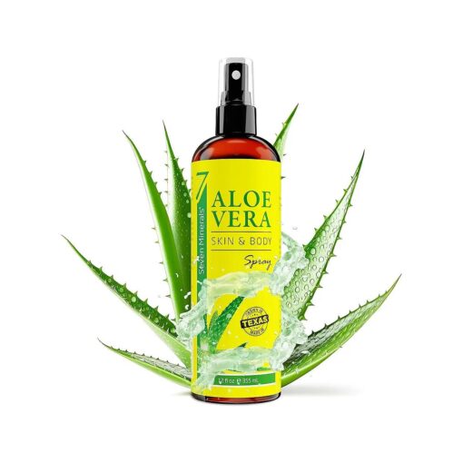 Organic Aloe Vera Spray for Body & Hair - From Freshly Cut Aloe Plant, Extra Strong, Easy to Apply, No Thickeners So It Absorbs Rapidly, No Sticky Residue - Made in USA ( Big 12 fl oz )