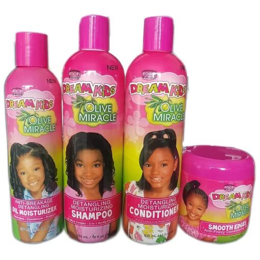 Dream African Pride Kids Olive Miracle Detangling Moisturizing Set Of 4 Products