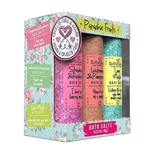 Bella & Bear Paradise Fruits Bath Salts, Foot Soak, Detox, Fruity Scents, Pack of 6, 2oz