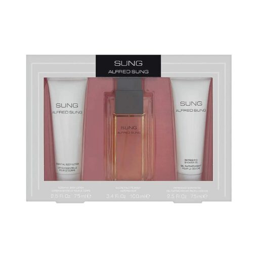 Alfred Sung Sung by Alfred Sung for Women - 3 Pc Gift Set 3.4oz EDT Spray, 2.5oz Essential Body Lotion, 2.5oz Refreshing Shower Gel .