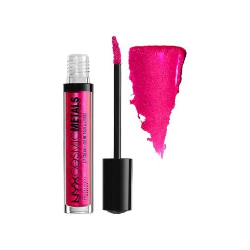 NYX PROFESSIONAL MAKEUP Cosmic Metals Lip Cream, Liquid Lipstick, Fuchsia Fusion, 0.13 Fluid Ounce