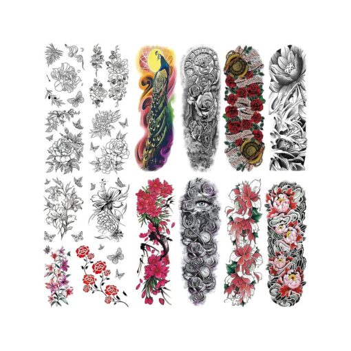 Aresvns Full Arm Temporary Tattoo Flowers for Women 16 Sheets, Spring Sleeve Tattoos For Teen Girls and kids, Beautiful Floral Fake Tattoo ,