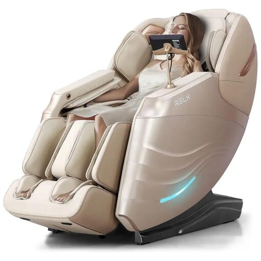 RELX Massage Chair Full Body, Zero Gravity SL-Track Shiatsu Massage Chair, 12 Modes, Airbag Massage, with Yoga Stretch, Foot Massage, AI Control ( Cream )