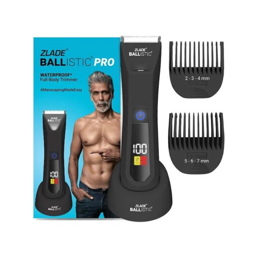 Ballistic Pro Full-Body Manscaping Trimmer with Ceramic Blades, Waterproof, Digital Display, Beard, Body, Bush Black